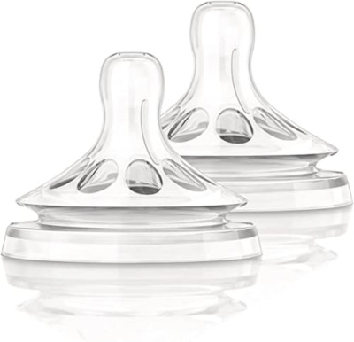 Philips AVENT Natural Baby Bottle Fast Flow Nipple 3M+ 2-Pack Clear