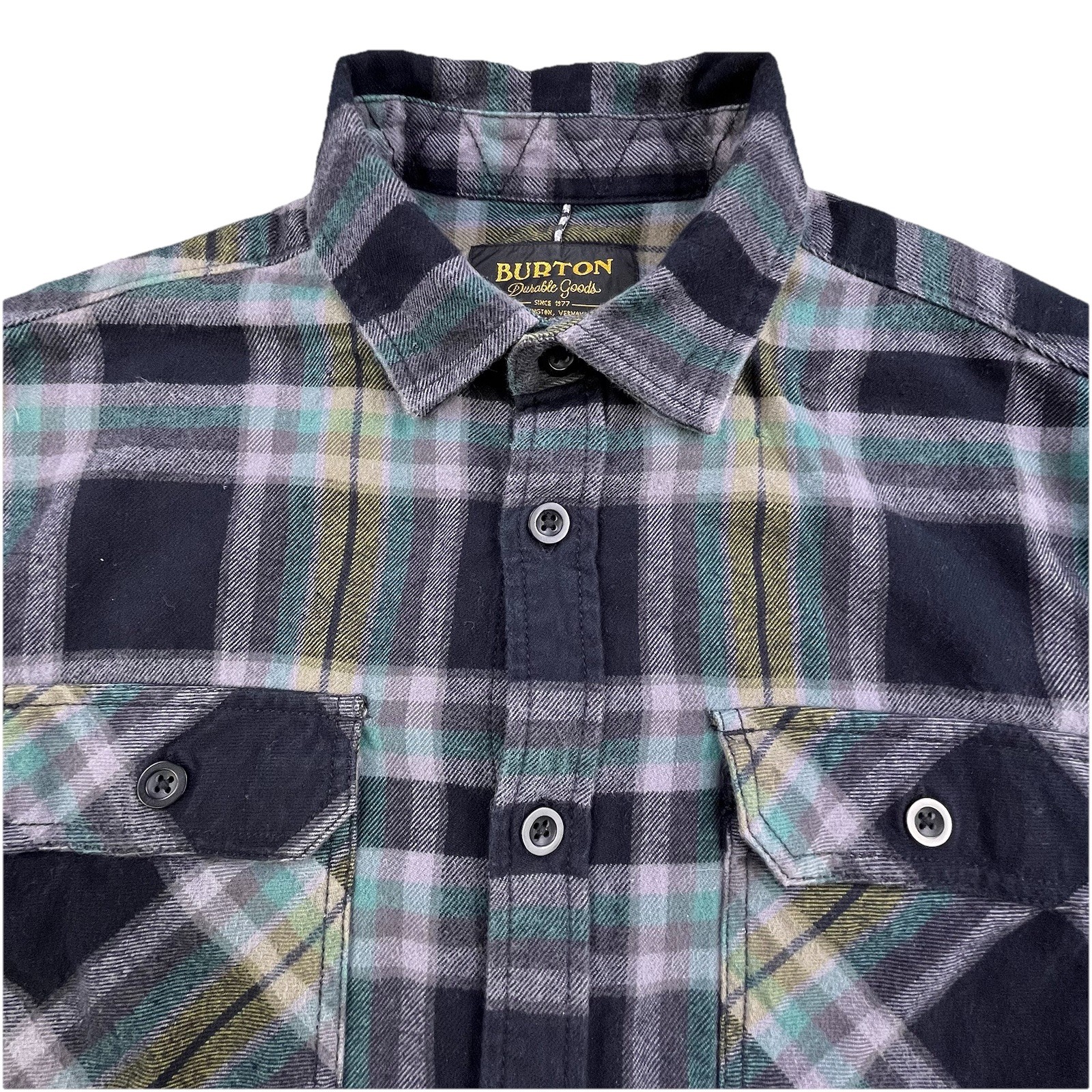 Burton Flannel Shirt Men's Size Medium Gray Blue Button Up O