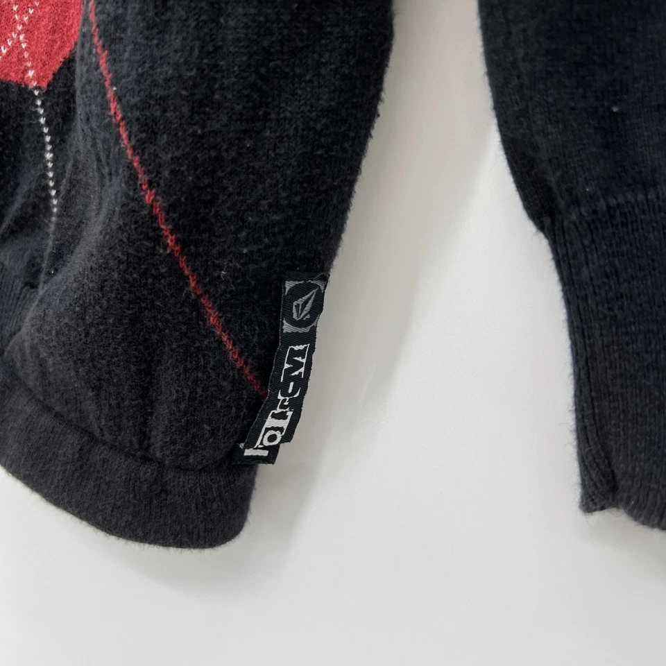 Y2K Volcom Argyle Sweater Mens Size M Volgyle Skater Preppy Academia Grunge - Image 2 of 4