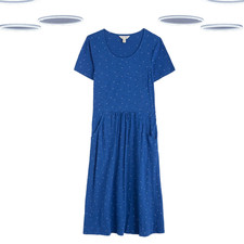 Ex Seasalt Women's Dress-Short Sleeve Jersey Fir & Flare Marine Spotted (Defect)