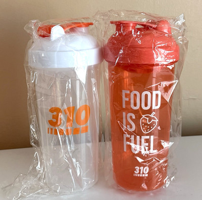 310 NUTRITION NEW FOOD IS FUEL + WHITE CLEAR SHAKER CUPS