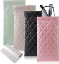 4Pcs Sunglasses Pouch Squeeze Top,3.5"X7.1" Sunglasses Case Soft,Pu Leather Soft