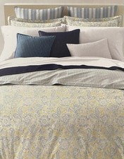 Ralph Lauren MARISA Full Queen Duvet Cover Shams Set 3pc Blue Yellow Paisley