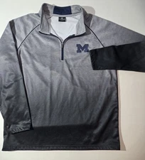 Michigan Wolverines Pullover Mens L Gray Heather 1/4 Zip Performance  Colosseum