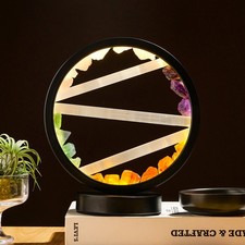 7 Chakra Selenite Crystal LED Night Lamp, Spiritual Healing Desktop Decor Light