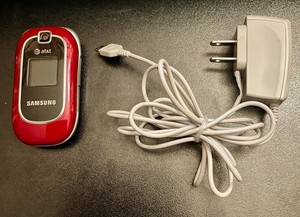 Red Samsung cellular flip phone AT&T SGH-A237 Excellent condition