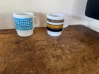Vintage Anchor Hocking Fire King Yellow Gingham Plaid Milk Glass 3.5" Coffee Cup