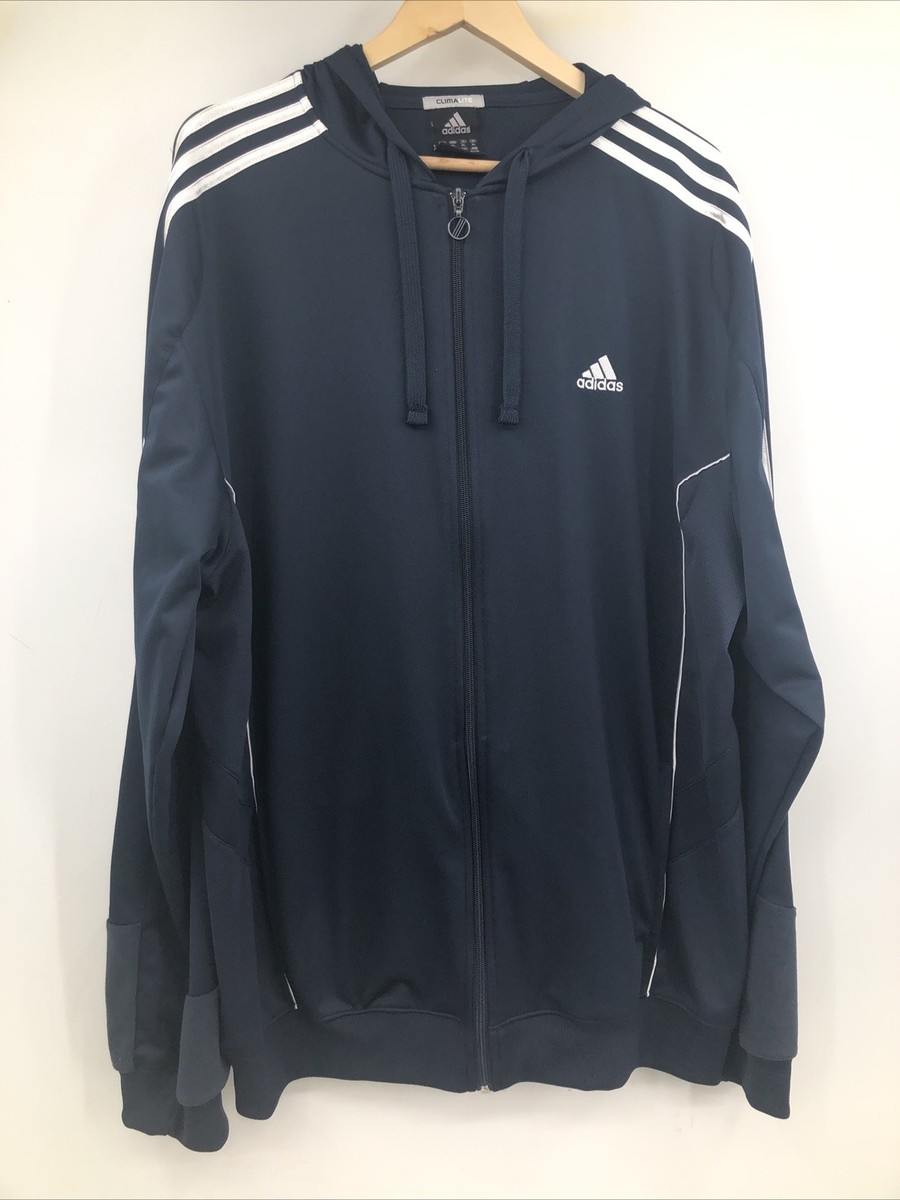 adidas Navy Blue Terry Cloth 90s Y2k Zip Up Climalite Hoodie