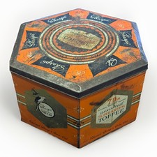 Rare Sharps Assorted Toffee Tin Vintage Hexagon 1900s Super-Krem