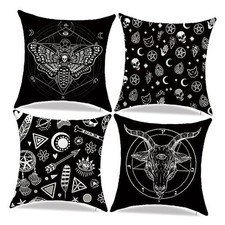 Decorative Throw Pillow Covers, Set of 4 18x18 inch 18" x 18" Pack of 4 Black