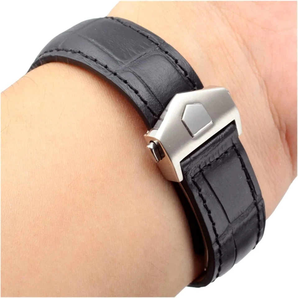 19-20-22mm Leather Watch Band Strap Made For Tag Heuer Carrera Calibre Monaco - Image 2 of 4