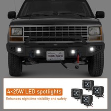 Hr Front Bumper W4 Led Spotlights Fit 1992-1999 Chevy Suburban Tahoe Gmc Yukon