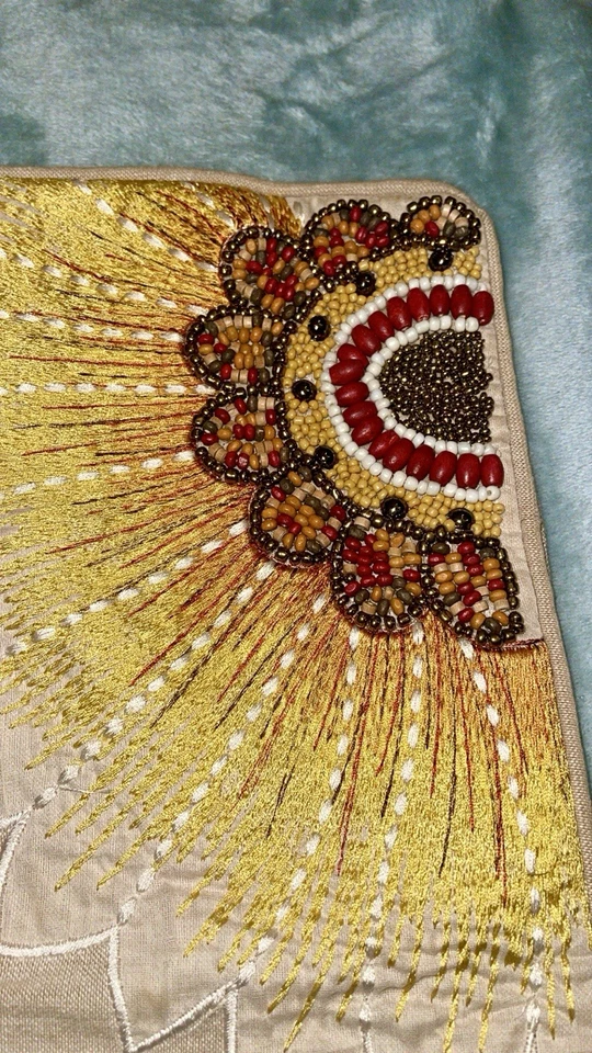 Pier 1 Sunflower Jacquard & Beaded Boudoir Pillow Cover - Image 3 of 4