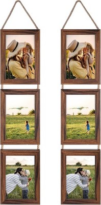 EYMPEU 10x15 Collage Dreifach aufgehängt Bilderrahmen Set, rustikale 6 offen 