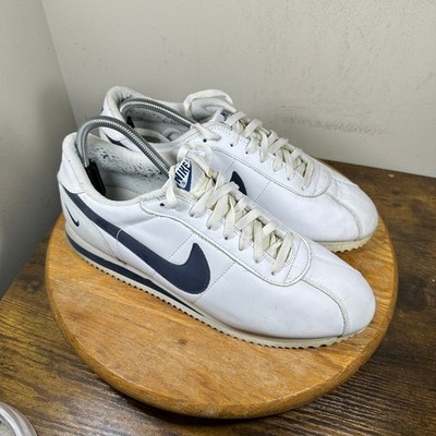 Nike Leather Cortez White Navy 2001 Vintage Mens 12 602052-142 Retro Sneakers