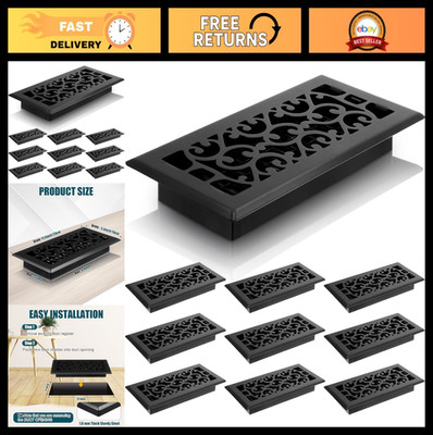 MorningRo Heavy Duty Walkable Floor Vent Covers Black 4 x 10 Inch