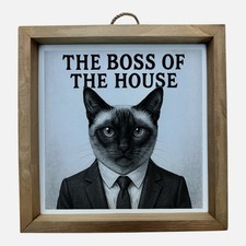 Siamese cat with quote laser engraved 8 x 8 inch pinewood gift frame, gift
