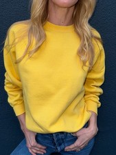 80s VINTAGE PERFECT BLANK YELLOW RAGLAN SWEATSHIRT SZ M PLAIN SWEATS
