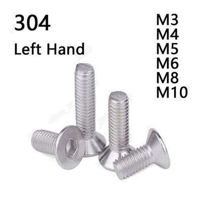 304 Stainless Steel Hex Socket Countersunk Head Screw Left Hand Thread M3 M4-M10