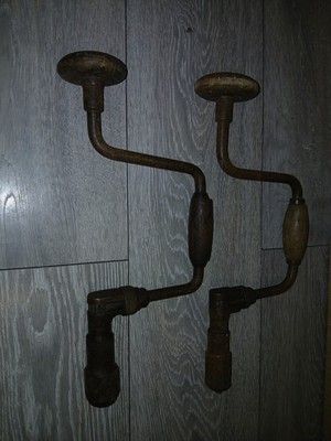 2x Vintage Zimmermann Klammer Handbohrer Werkzeug Stanley x1 8-10 Zoll
