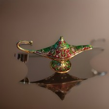 Vintage Decorative Magic Genie Lamp with enamel 4.5 Tall 8 Long 3 Wide