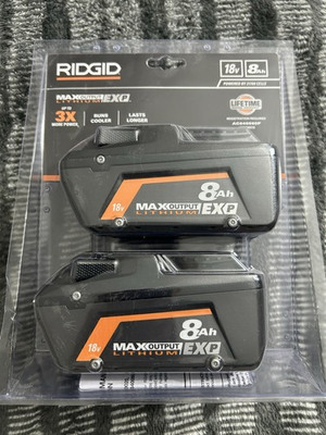 #ad #ad RIDGID 18V 8.0Ah Max Output EXP Lithium Ion Battery 2 Pack AC840080P NEW $170.00