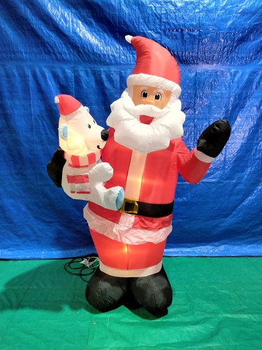 6' Gemmy Airblown Inflatable Animated Swaying Santa Claus w/ Polar Bear ...