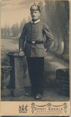 CdV Prussian soldier, portrait, spiked helmet, photographer Ernst Eberle - 10324705