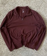 Sonoma Men  s Burgundy Quarter Zip Size L Sweater Pullover Cotton Blend Casual