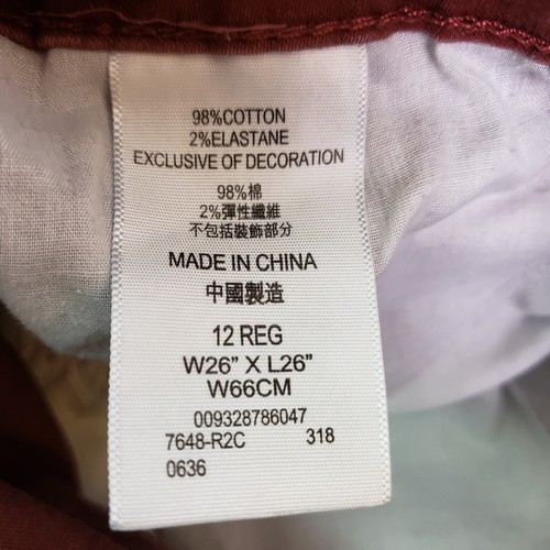 Levi Strauss 511 Slim Boys Size 12 Reg Maroon Casual Straight Pants - Picture 7 of 7