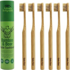Natural Bristle Bamboo Toothbrush (NO Nylon - Boar Hair ONLY) - Totally