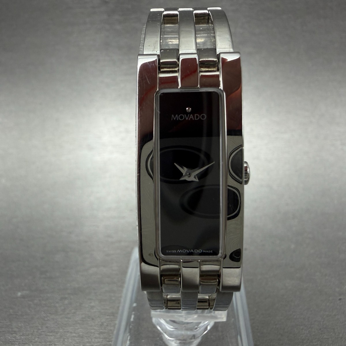 Movado Esperanza Tank Watch Women 14mm Black Dial Steel Rectangle