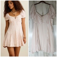American Eagle Sweetheart Pleated Smocked Babydoll Mini Dress XXL Cream Floral