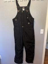 Carhartt Bib Overalls Men 32x30 Extremes Yukon Arctic Canvas Double Knee R33 BLK