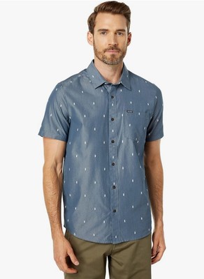 Volcom Men's Salford Short Sleeve Button Down ShirtMarina Blue Size Small NWT