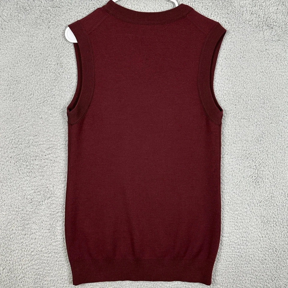 Theory Wool Blend Vest Sweater Womens Medium Maroon Sleeveless V-Neck Stretch - Image 2 of 4