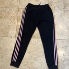 Women's Adidas Joggers Pants Black & Pink Size M Elastic Waist Drawstring