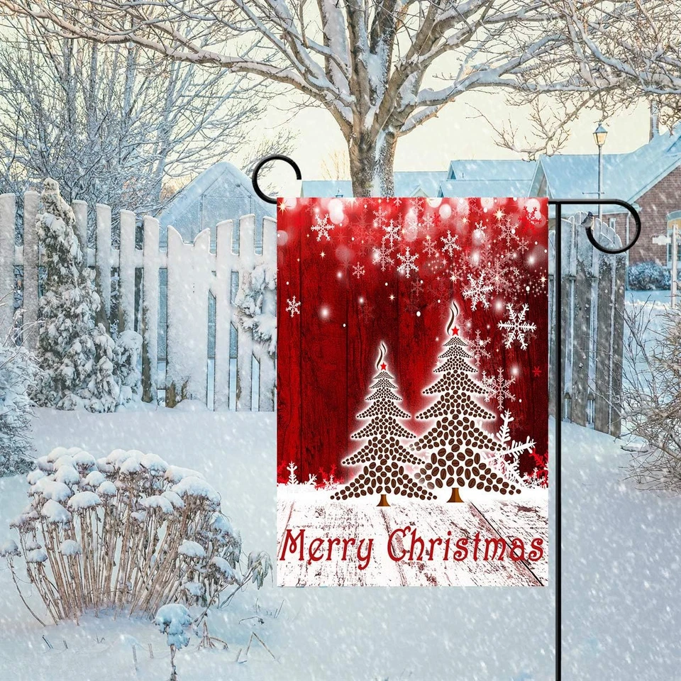 Merry Christmas Tree Red Garden Flag Winter Snowflake Double Sided Flags 12" X 1 - Image 4 of 4