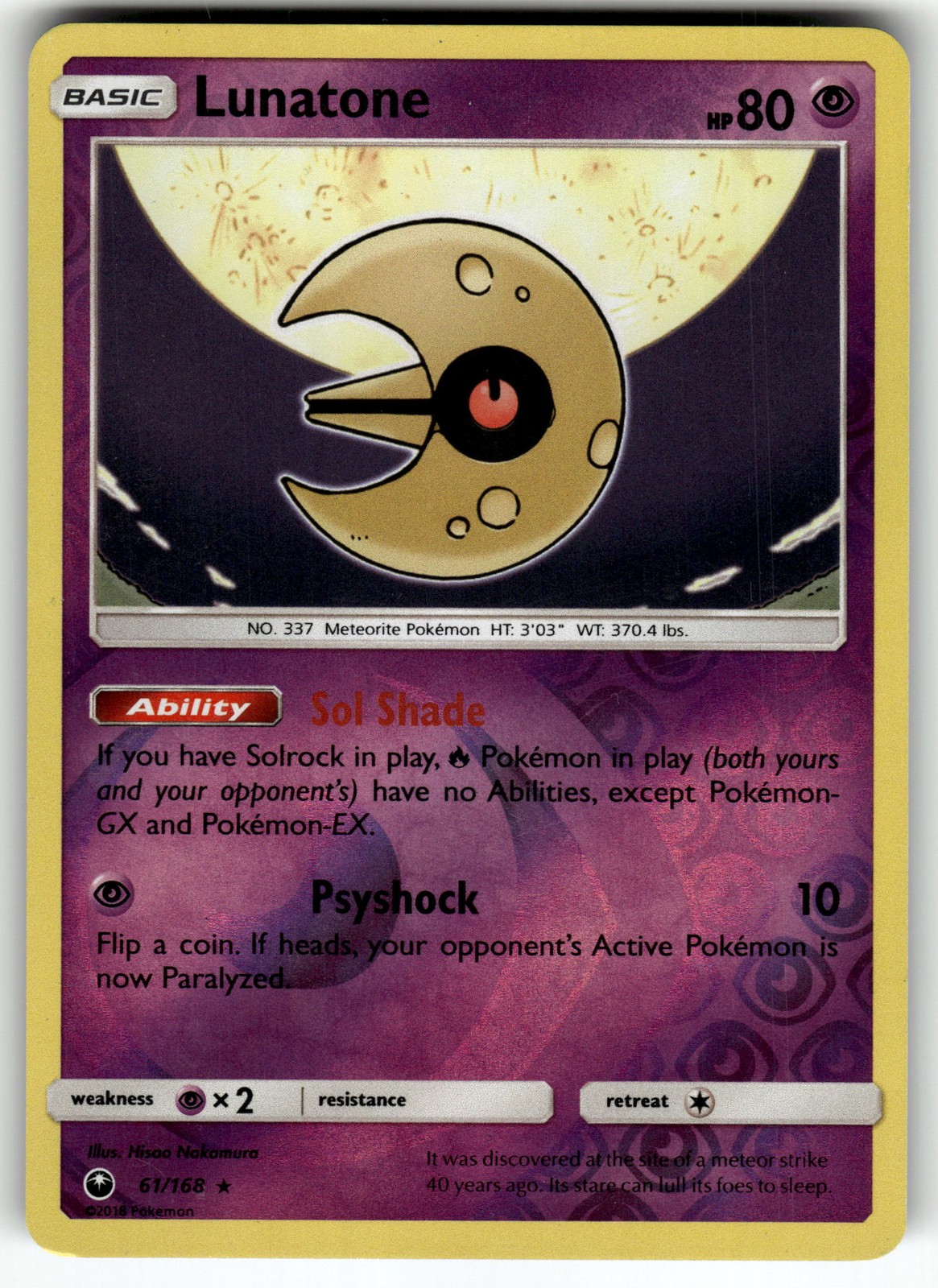 Lunatone 61/168 SM - Celestial Storm LP Pokemon Card TCG