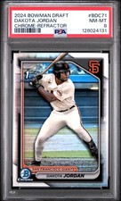 2024 BOWMAN DRAFT CHROME-REFRACTOR #BDC71 DAKOTA JORDAN PSA 8