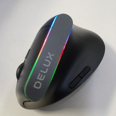DELUX M618DB Vertical Ergonomic Wireless 3 stage DPI Adjustable RGB Light Mouse