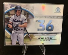 2023 Bowman #BTP-36 Jacob Berry Bowman Scouts Top 100 Miami Marlins