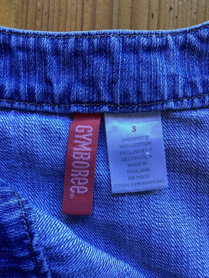 Vintage Gymboree Denim Jumper Dress Shirt Embroidered Hearts Size 3 - Image 3 of 4