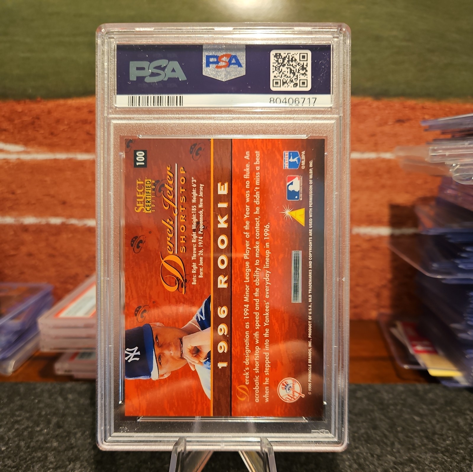 1996 Select Certified Edition - Derek Jeter #100 Red /1800 PSA 7 view 2