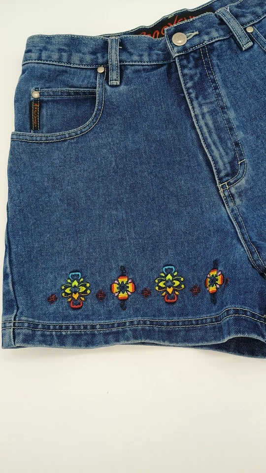 Pantalones cortos de mezclilla bordados vintage No Excuses para mujer talla 9/10 Foto 3 de 4