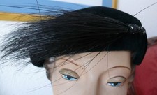 1940-1950 s Classic Black Wool Beret Hat with Feather  Beads Velour Regale VOLK