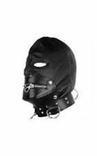 FULL FACE MASK LEATHER HOOD STYLE BDSM GAMES FETISH COUPLE