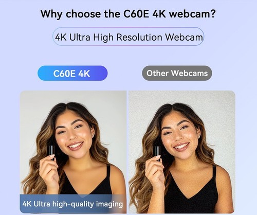 4K UHD Autofocus Webcam USB W/Microphone EMEET C60E Streaming Camera - Picture 4 of 17