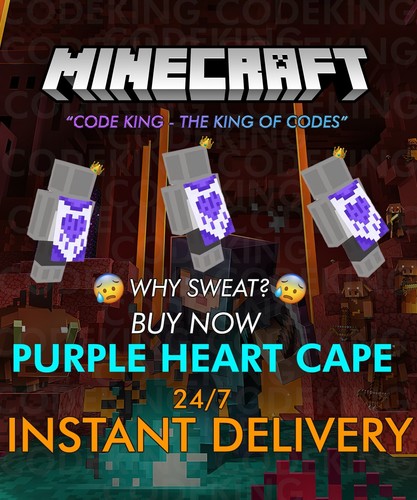 Minecraft Java & Bedrock Edition - Twitch Purple Heart Cape Xbox/PC/ALL PLATFORM