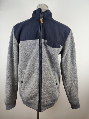 Quicksilver Fleecejacke Herren Gr. S Grau Blau Taschen Teddy Fell Outdoor